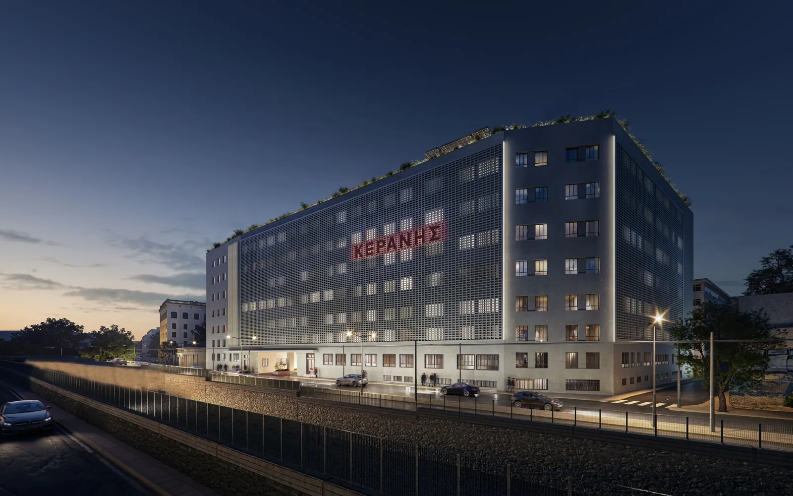 Keranis Residences, Piraeus – exterior visualisation of the converted Keranis building